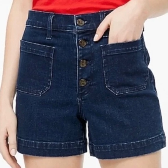 J. Crew Pants - *FIRM PRICE* J. Crew button front denim shorts with front patch pockets sz 28